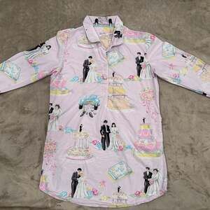 Nick & Nora Bride and Groom Print Pajama Gown SIZE LARGE